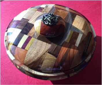 Mosaic wood bowl with lid